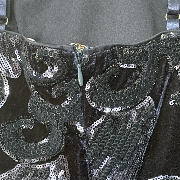 Lulu’s Navy Blue Sequin Halter Skater Mini Dress Size XS - Picture 11 of 14